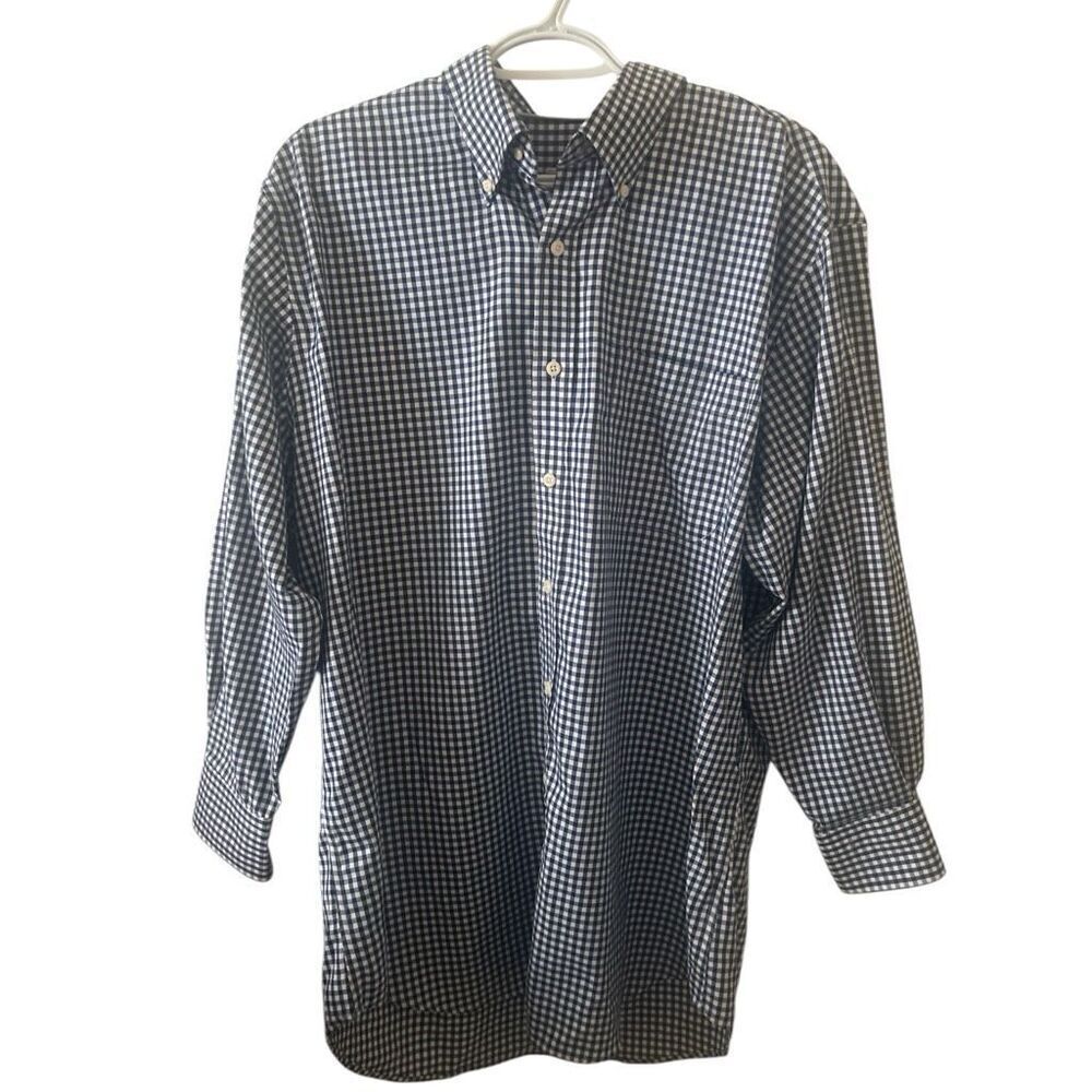 Men’s Peter Millar Blue Check Long Sleeve Button Down Shirt Size L